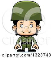 Clipart Of A Cartoon Happy Chimpanzee Monkey Soldier Royalty Free Vector Illustration
