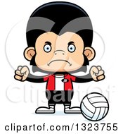 Clipart Of A Cartoon Mad Chimpanzee Monkey Volleyball Player Royalty Free Vector Illustration