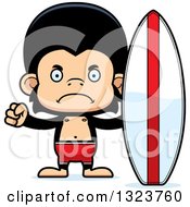 Clipart Of A Cartoon Mad Chimpanzee Monkey Surfer Royalty Free Vector Illustration