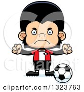 Poster, Art Print Of Cartoon Mad Chimpanzee Monkey Soccer Player