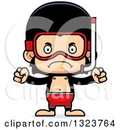 Clipart Of A Cartoon Mad Chimpanzee Monkey In Snorkel Gear Royalty Free Vector Illustration