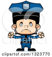 Clipart Of A Cartoon Mad Chimpanzee Monkey Police Officer Royalty Free Vector Illustration