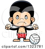 Poster, Art Print Of Cartoon Mad Chimpanzee Monkey Beach Volleyball Player