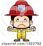 Poster, Art Print Of Cartoon Mad Chimpanzee Monkey Firefighter