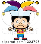 Clipart Of A Cartoon Mad Chimpanzee Monkey Jester Royalty Free Vector Illustration