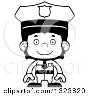 Poster, Art Print Of Cartoon Black And White Happy Chimpanzee Monkey Police Officer