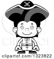 Poster, Art Print Of Cartoon Black And White Happy Chimpanzee Monkey Pirate