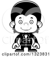Poster, Art Print Of Cartoon Black And White Happy Chimpanzee Monkey Groom