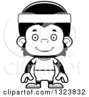 Poster, Art Print Of Cartoon Black And White Happy Fitness Chimpanzee Monkey