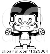 Poster, Art Print Of Cartoon Black And White Mad Chimpanzee Monkey In Snorkel Gear