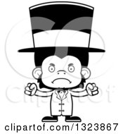 Lineart Clipart Of A Cartoon Black And White Mad Chimpanzee Monkey Circus Ringmaster Royalty Free Outline Vector Illustration