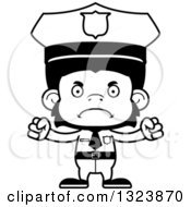 Poster, Art Print Of Cartoon Black And White Mad Chimpanzee Monkey Police Officer