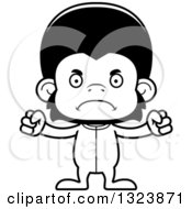 Lineart Clipart Of A Cartoon Black And White Mad Chimpanzee Monkey Wearing Pjs Royalty Free Outline Vector Illustration