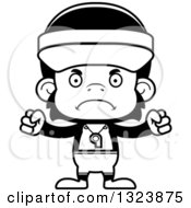 Poster, Art Print Of Cartoon Black And White Mad Chimpanzee Monkey Lifeguard