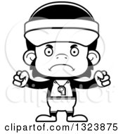 Lineart Clipart Of A Cartoon Black And White Mad Chimpanzee Monkey Lifeguard Royalty Free Outline Vector Illustration