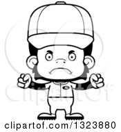 Poster, Art Print Of Cartoon Black And White Mad Chimpanzee Monkey Baseball Player