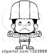 Poster, Art Print Of Cartoon Black And White Mad Chimpanzee Monkey Construction Worker