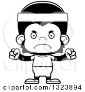 Poster, Art Print Of Cartoon Black And White Mad Fitness Chimpanzee Monkey