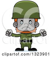 Clipart Of A Cartoon Mad Orangutan Monkey Soldier Royalty Free Vector Illustration
