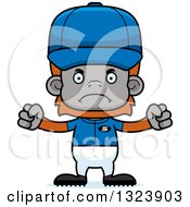 Cartoon Mad Orangutan Monkey Baseball Player