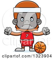 Cartoon Mad Orangutan Monkey Basketball Player