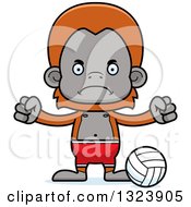 Poster, Art Print Of Cartoon Mad Orangutan Monkey Beach Volleyball Player