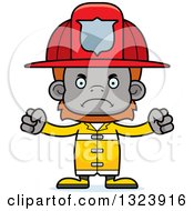 Cartoon Mad Orangutan Monkey Firefighter