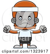 Clipart Of A Cartoon Mad Fitness Orangutan Monkey Royalty Free Vector Illustration