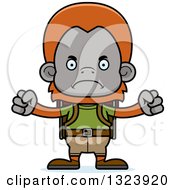 Cartoon Mad Orangutan Monkey Hiker