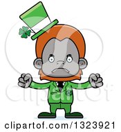 Clipart Of A Cartoon Mad St Patricks Day Orangutan Monkey Royalty Free Vector Illustration