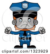 Cartoon Mad Orangutan Monkey Police Officer