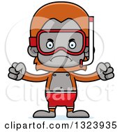 Poster, Art Print Of Cartoon Mad Orangutan Monkey In Snorkel Gear
