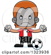 Clipart Of A Cartoon Mad Orangutan Monkey Soccer Player Royalty Free Vector Illustration