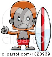 Clipart Of A Cartoon Mad Orangutan Monkey Surfer Royalty Free Vector Illustration