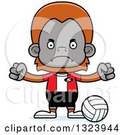 Clipart Of A Cartoon Mad Orangutan Monkey Volleyball Player Royalty Free Vector Illustration
