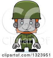 Clipart Of A Cartoon Happy Orangutan Monkey Soldier Royalty Free Vector Illustration