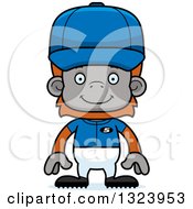 Clipart Of A Cartoon Happy Orangutan Monkey Baseball Player Royalty Free Vector Illustration
