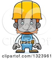 Poster, Art Print Of Cartoon Happy Orangutan Monkey Construction Worker