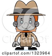 Clipart Of A Cartoon Happy Orangutan Monkey Detective Royalty Free Vector Illustration