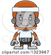 Poster, Art Print Of Cartoon Happy Fitness Orangutan Monkey