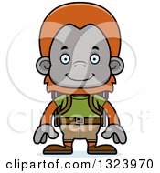 Poster, Art Print Of Cartoon Happy Orangutan Monkey Hiker