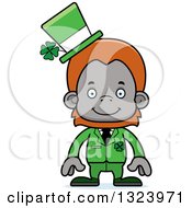 Clipart Of A Cartoon Happy St Patricks Day Orangutan Monkey Royalty Free Vector Illustration by Cory Thoman