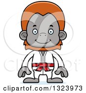 Poster, Art Print Of Cartoon Happy Karate Orangutan Monkey