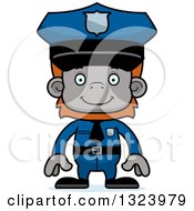 Poster, Art Print Of Cartoon Happy Orangutan Monkey Police Officer