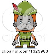 Poster, Art Print Of Cartoon Happy Robin Hood Orangutan Monkey