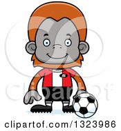 Poster, Art Print Of Cartoon Happy Orangutan Monkey Soccer Player