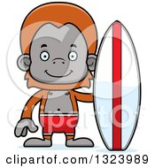 Clipart Of A Cartoon Happy Orangutan Monkey Surfer Royalty Free Vector Illustration by Cory Thoman
