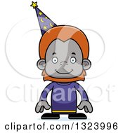 Clipart Of A Cartoon Happy Orangutan Monkey Wizard Royalty Free Vector Illustration