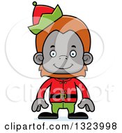 Clipart Of A Cartoon Happy Christmas Elf Orangutan Monkey Royalty Free Vector Illustration by Cory Thoman