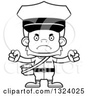 Lineart Clipart Of A Cartoon Black And White Mad Orangutan Monkey Mailman Royalty Free Outline Vector Illustration